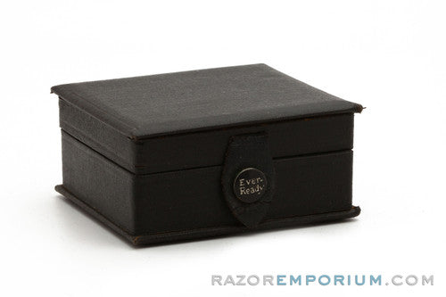 1930's Ever-Ready Special De Luxe Chummy Single Edge Safety Razor w/ Black Leather Box & Packaging