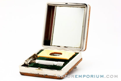 1948-51 Gillette Executive DE Safety Razor in Ostrich Leather Case with Blade Dispenser