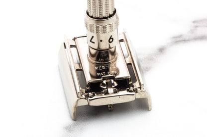 1962 H3 Gillette Slim Adjustable TTO Double Edge Safety Razor | Factory Nickel Revamp