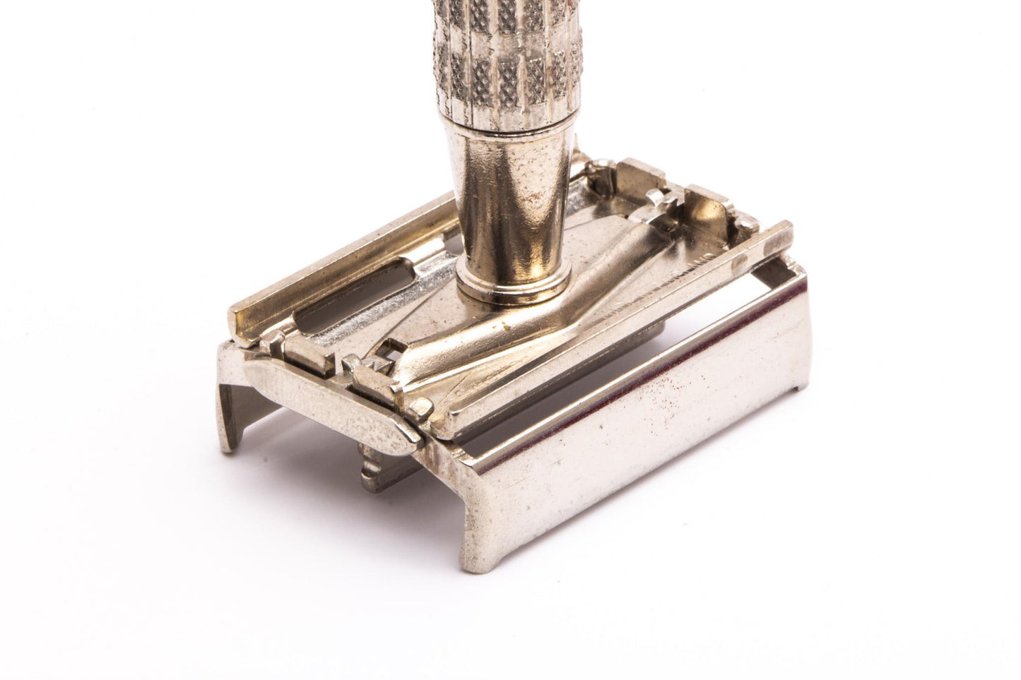 1950's British Gillette Heavy Red Tip DE Super Speed Safety Razor w/ Case & Blade Bank | Made in England