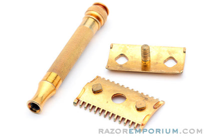 1930's Gillette Goodwill Ball End Gold DE Safety Razor