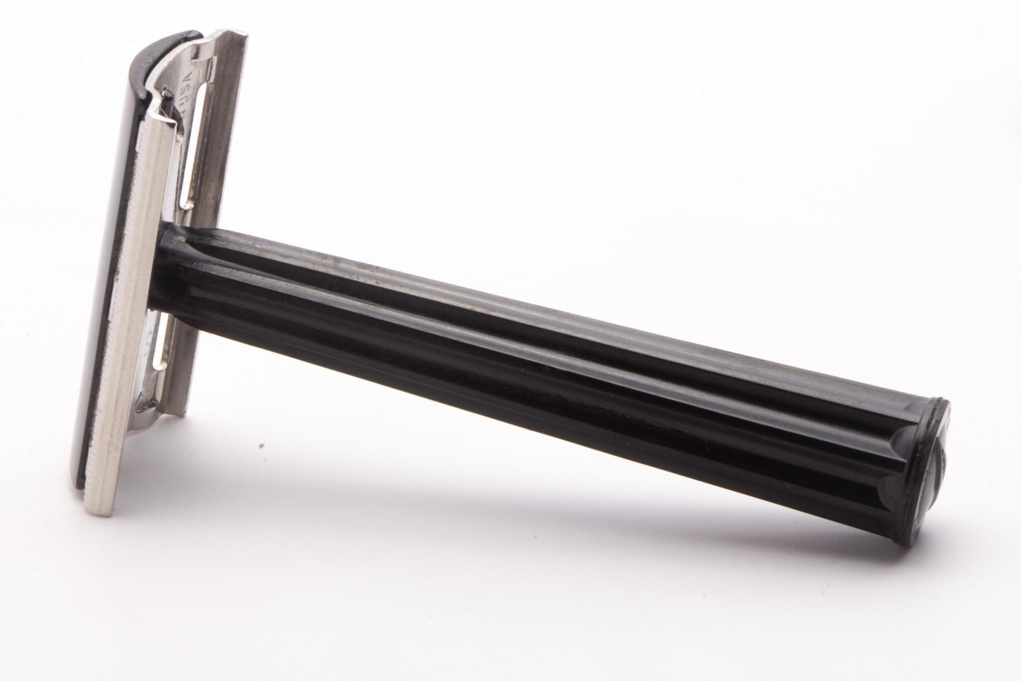 1940's WWII Gillette Tech Safety Razor with Black Plastic Handle