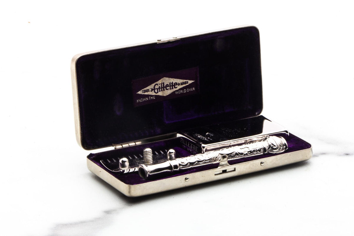 1910 Gillette ABC Pocket Empire Double Edge Razor Set | Rhodium Revamp