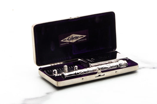 1910 Gillette ABC Pocket Empire Double Edge Razor Set | Rhodium Revamp