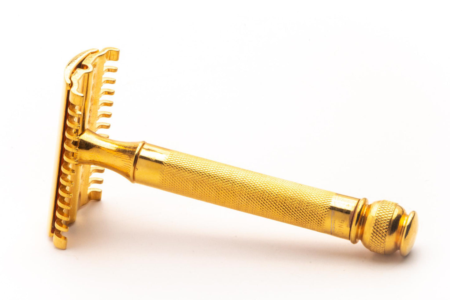 1930's Gillette NEW Ball End Long Comb Double Edge Safety Razor Set With Blue Blades | 24K Gold Revamp Copy