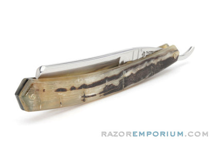6/8" Thiers-Issard Hollow Ground Round Tip Ram Horn Straight Razor