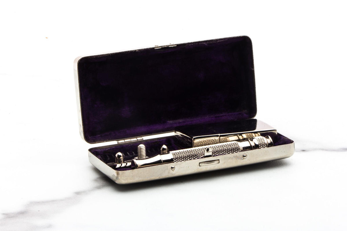1917 Gillette ABC Pocket Edition Ball End Replica Handle Double Edge Safety Razor | Factory Nickel Revamp