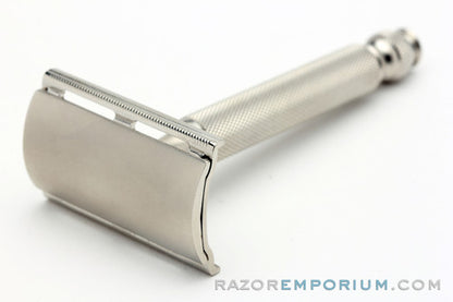 1959 Gillette Ball End Tech DE Safety Razor Satin Nickel