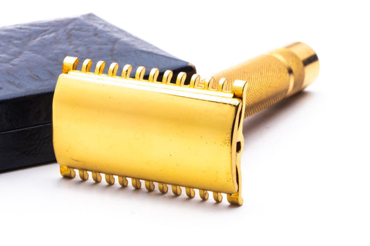 1930's Gillette NEW Gold Short Comb Common Bar Handle Razor Set | Original Condition