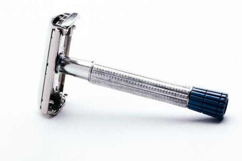 1957 C2 Gillette Blue Tip Light DE Super Speed Razor | Factory Nickel Revamp