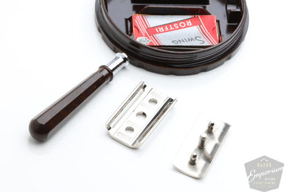 Swing Double Edge Safety Razor Set with Brown Case