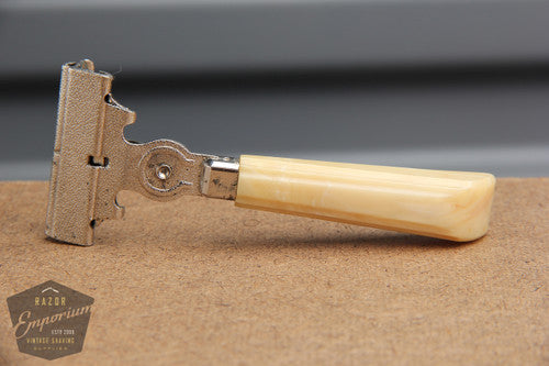 Schick Eversharp 1950's Silver Injector Razor / Cream Bakelite Handle