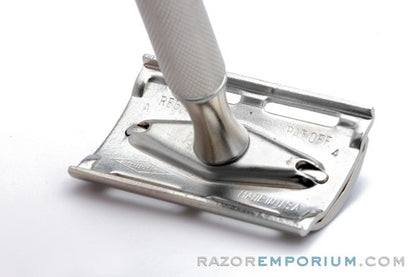 1955 Gillette Ball End Tech DE Safety Razor Factory Nickel