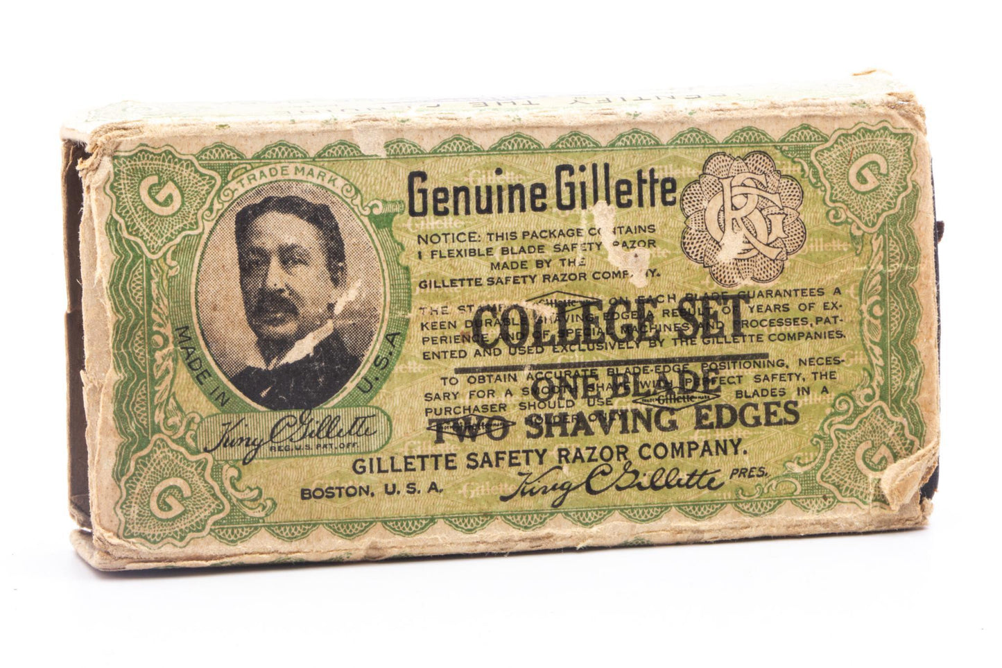 1920's Gillette "College Set" Old Type Ball End Double Edge Safety Razor Set | Original Condition