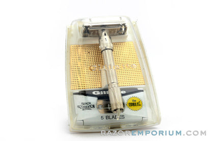 1962 Gillette Slim Adjustable Double Edge Safety Razor Set H2