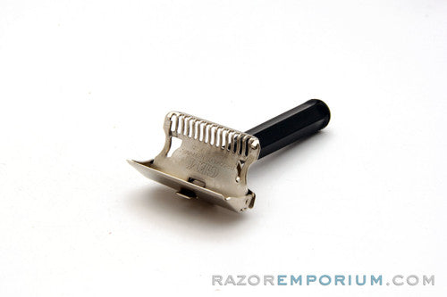 1930s Gem Junior SE Safety Razor w/ Black Handle Factory Nickel Revamp