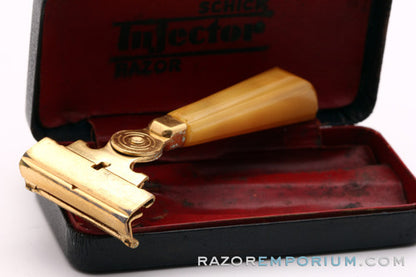 1940's Schick Gold SE Injector Bakelite Handle Set - Black Case