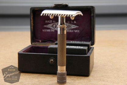 Gillette 1920 Single Ring Old Type Set in Leather Case with Blade Banks