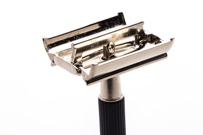 1975 V2 Gillette Black Handle Super Speed Double Edge Safety Razor | Factory Nickel Revamp