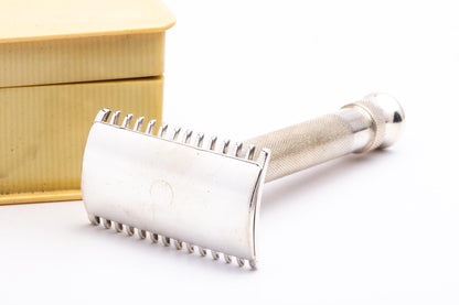1917 Gillette Aristocrat Fluted Handle Double Edge Safety Razor Set | Original Condition