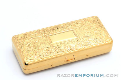 1910 Gillette Gold Empire Set - ABC Pocket Edition Old Type Open Comb DE Razor Set - 24K Gold Revamp