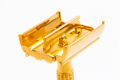 1956 B4 Gillette Flare Tip Regular Super Speed Safety Razor | 24k Gold Revamp
