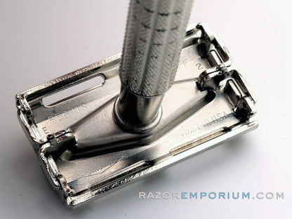 1959 E2 Gillette Flair Tip Super Speed Safety DE Razor | Factory Nickel Revamp