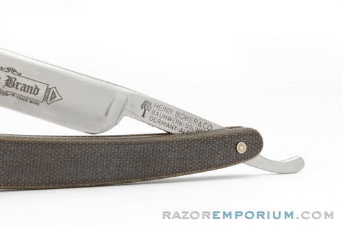 9/16" H. Boker Micarta Tree Brand Round Point Straight Razor | Shave Ready