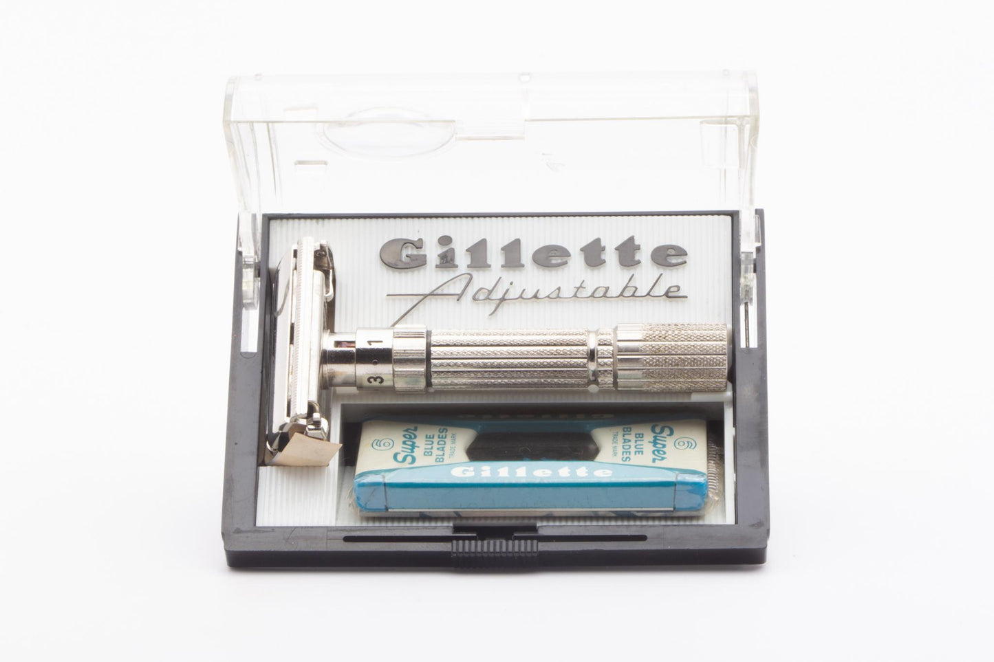 1961 G1 Gillette Fatboy $1.95 Adjustable Double Edge Razor Set | Original Condition