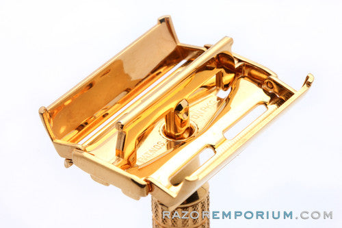 1952 Gillette Diplomat Double Edge Razor 24K Gold Revamp Y1