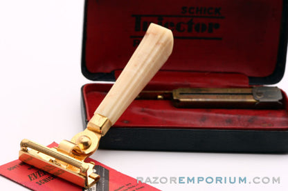 1940's Schick Gold SE Injector Bakelite Handle Set + Black Case