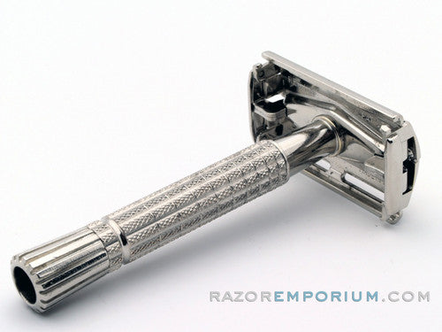 1960 F2 Flair Tip Super Speed DE Safety Razor Set w/ White Case & Blueblade Bank