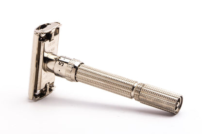 1967 M3 Gillette Slim TTO Adjustable Double Edge Safety Razor | Factory Nickel Revamp