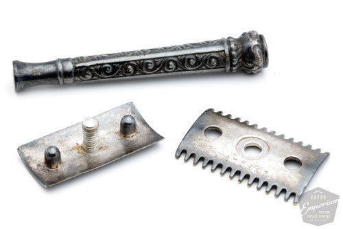 1909 Gillette ABC Pocket Edition Greek Column Handle Silver Patina