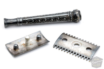 1909 Gillette ABC Pocket Edition Greek Column Handle Silver Patina