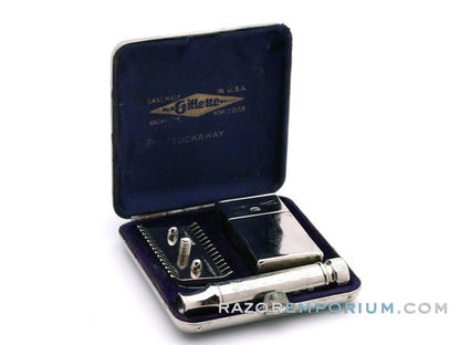 1921 Gillette New Improved Tuckaway Travel DE Safety Razor Set | Made in England