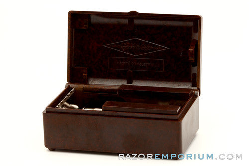 1920 Gillette Single Ring DE Safety Razor Old Type Set in Case w/ Blade Banks