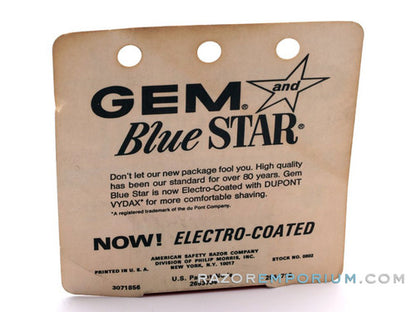Gem Blue Star Single Edge Blades (10) - New Old Stock (NOS) Razor Blades