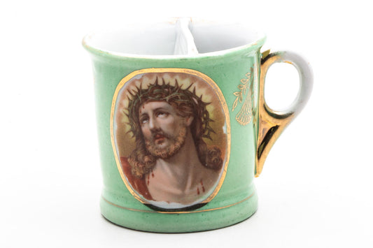 Vintage Hand Painted Jesus Shaving Scuttle