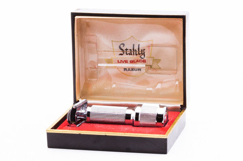 1940s Stahly Live Blade Wind-Up Vibrating DE Safety Razor Set