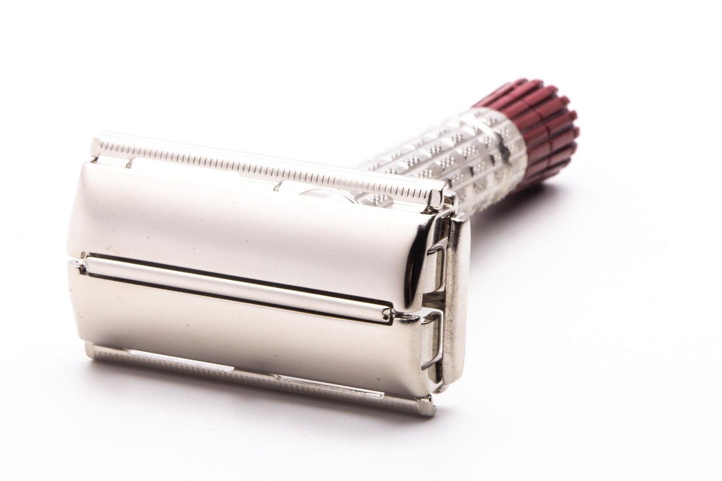 1958 D2 Gillette Red Tip Heavy Super Speed Double Edge Razor | Factory Nickel Revamp