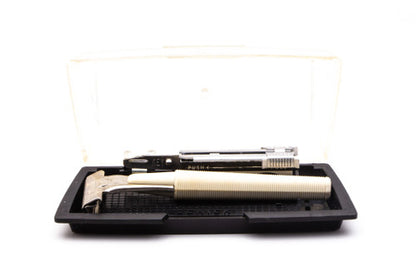 1960's Schick Injector Cream Handle Safety Razor Set | Original Condition