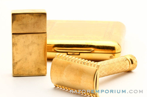 1920s Gillette New Improved Tuckaway Style Travel DE Safety Razor Set w/ Case and Blade Bank