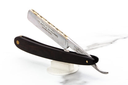 5/8" Art of Shaving/Dovo Straight Razor with Gold Spine and Dark Wood Scales