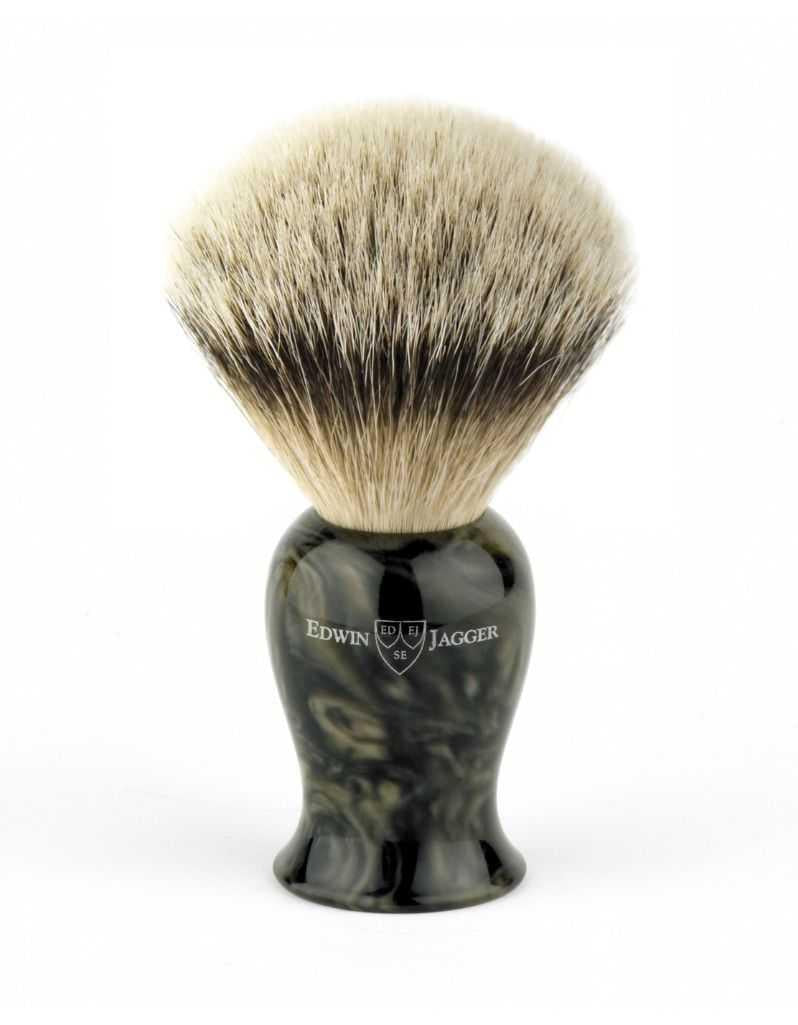 Edwin Jagger | Plaza Imitation Black Marble Silver Tip Badger Shaving Brush, Medium