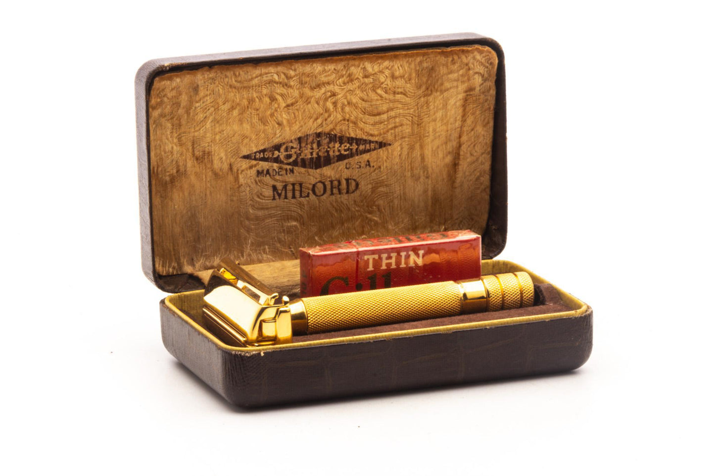 1940's Gillette Milord Double Edge Safety Razor Set | 24K Gold Revamp