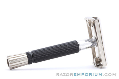 1970 P3 Gillette Black Handle Super Speed DE Safety Razor | Facotry Nickel Revamp