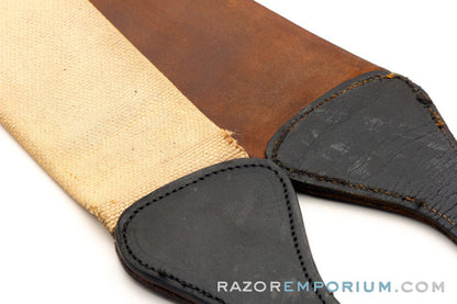Genuine Shell Brown Straight Razor Strop & Canvas