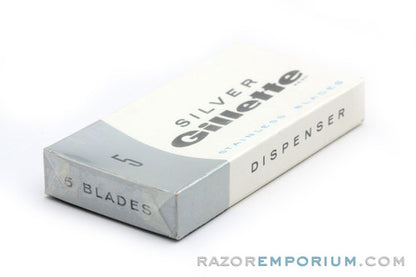 5 Gillette Silver Stainless Double Edge - New Old Stock (NOS) Razor Blades
