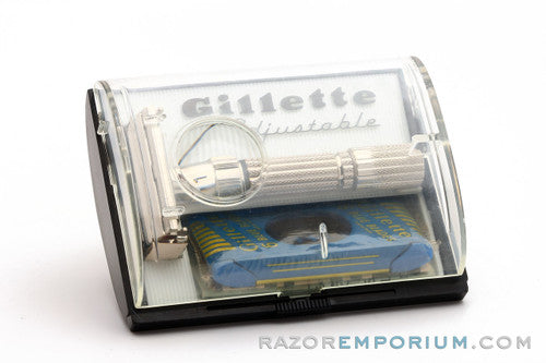 1958 Gillette Fatboy Adjustable Double Edge in Original Black Case D4